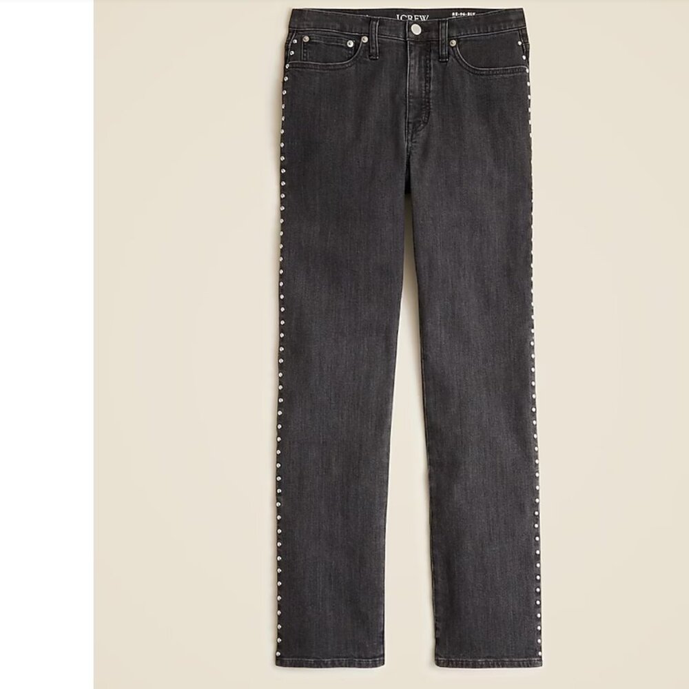 studded high rise straight leg jeans j.crew